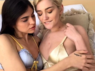 Blonde brunette lesbians flaming pussy licking fingering